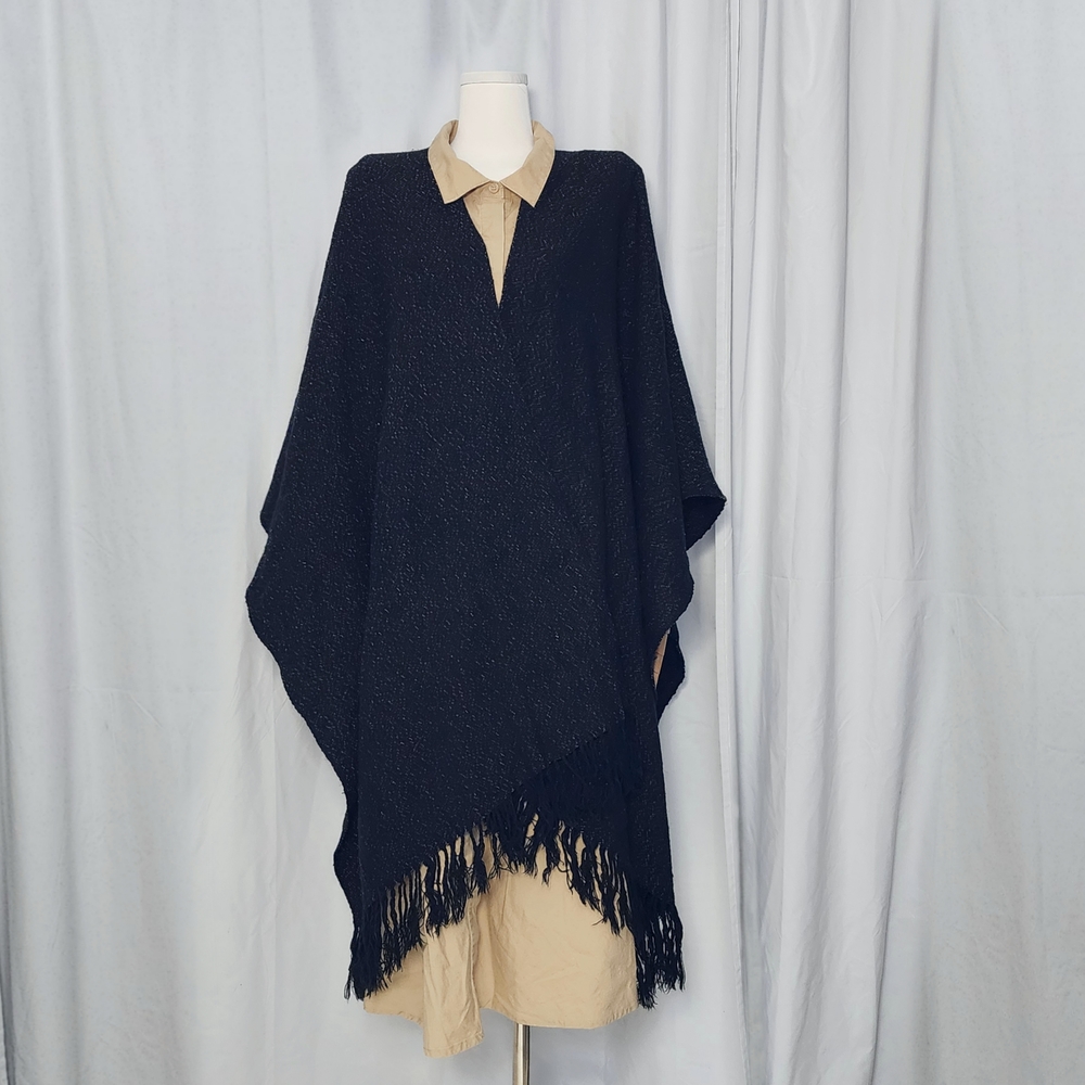 Catherines Black With Gold Knit Shawl
